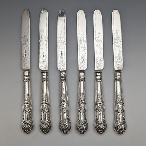 1862 年英國古董純銀甜點餐具 6 對套裝共 467 克 Martin & Hall 木盒